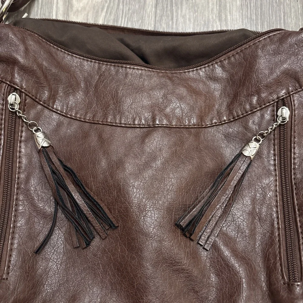 Dark brown leather purse shoulder bag hobo
